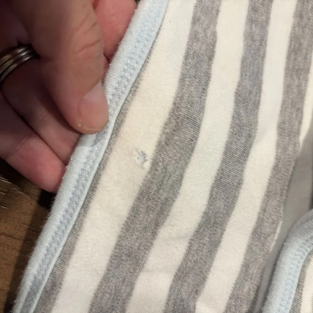 Carter’s Baby Blanket Blue Gray Striped Elephant Security Receiving 31x24 “play”
